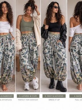 Free People After Glow Balloon Pants Size Large Floral